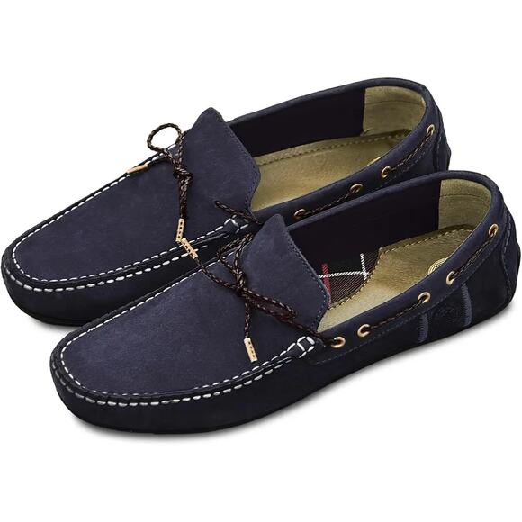 Barbour Mens Jenson Loafers US 8 EU 41 Navy Blue Suede NIB - Picture 1 of 13